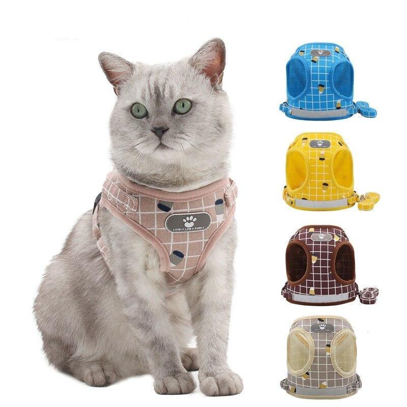 Grid Design Dog Harness and Leash Set - Lovepawz