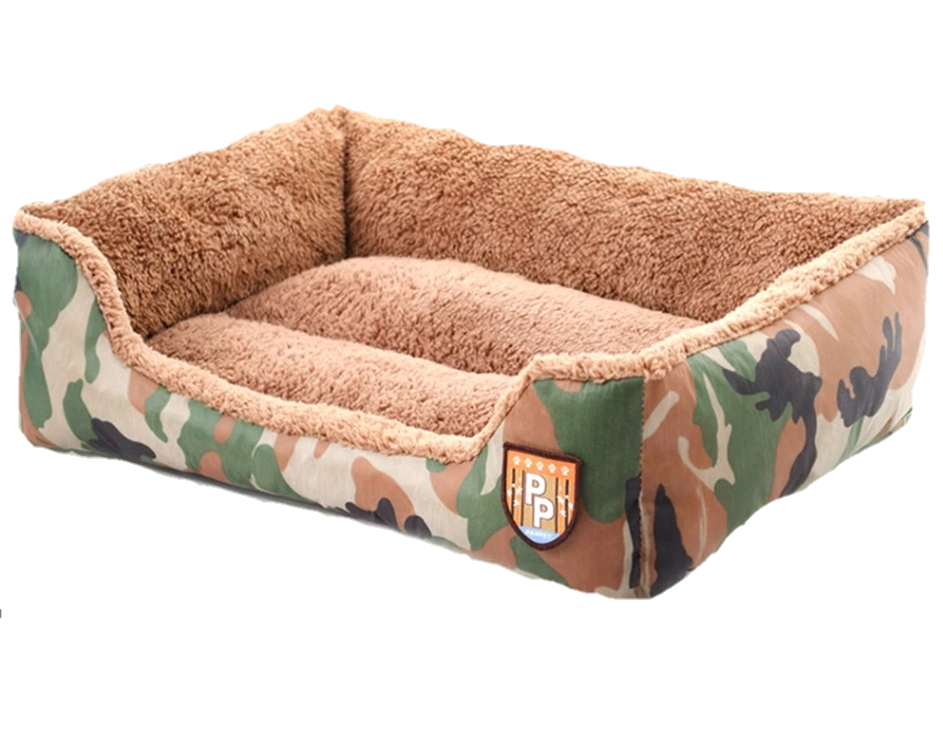 Large camo top dog bed