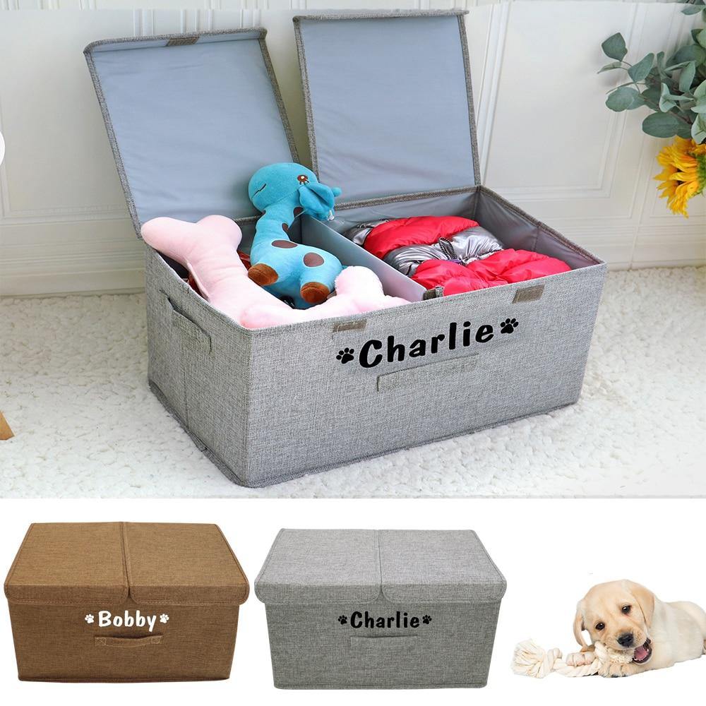 Personalized Double Dog Folding Storage Basket - Lovepawz