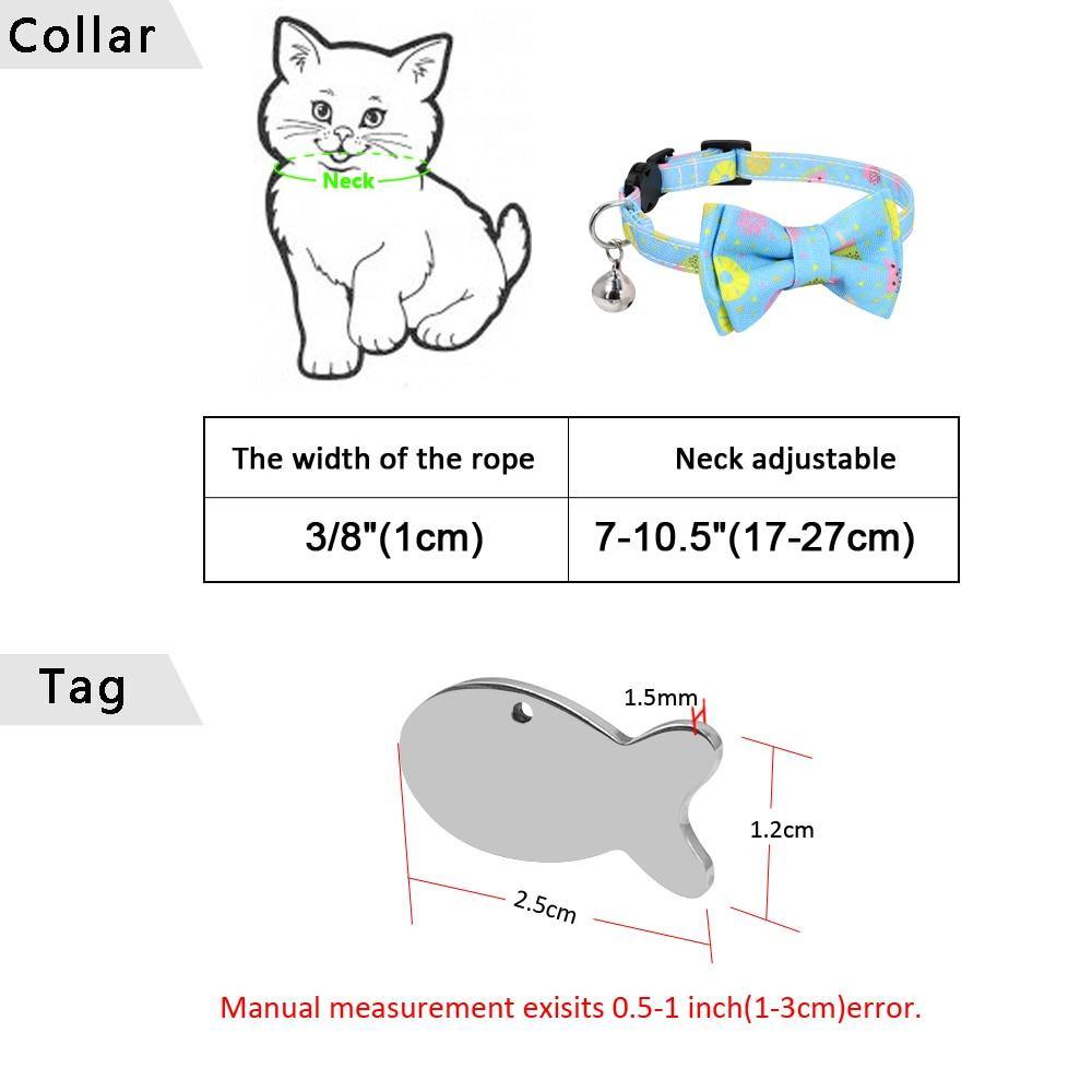Cute Custom Printed Bowfish Cat Collar - Lovepawz