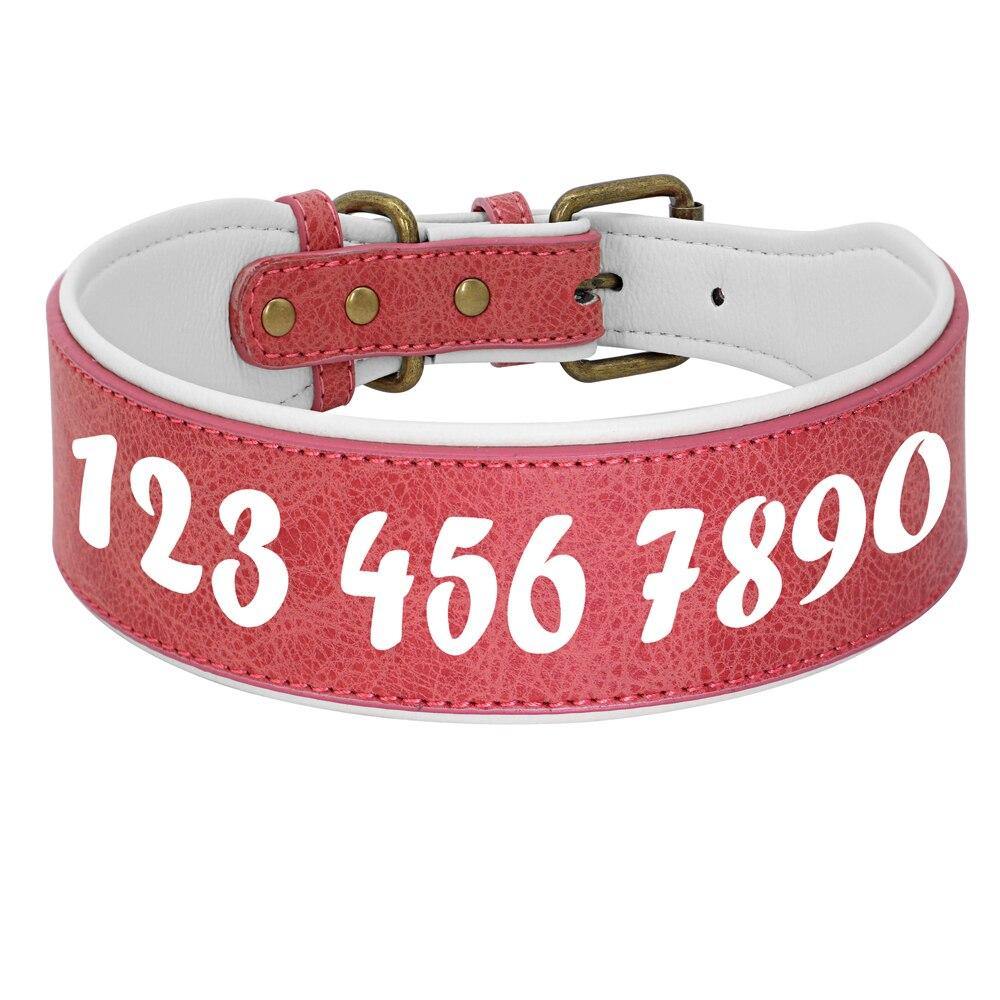 Personalized Large Wide Leather Custom Print Dog Collar - Lovepawz