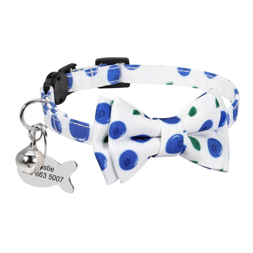 Cute Custom Printed Bowfish Cat Collar - Lovepawz
