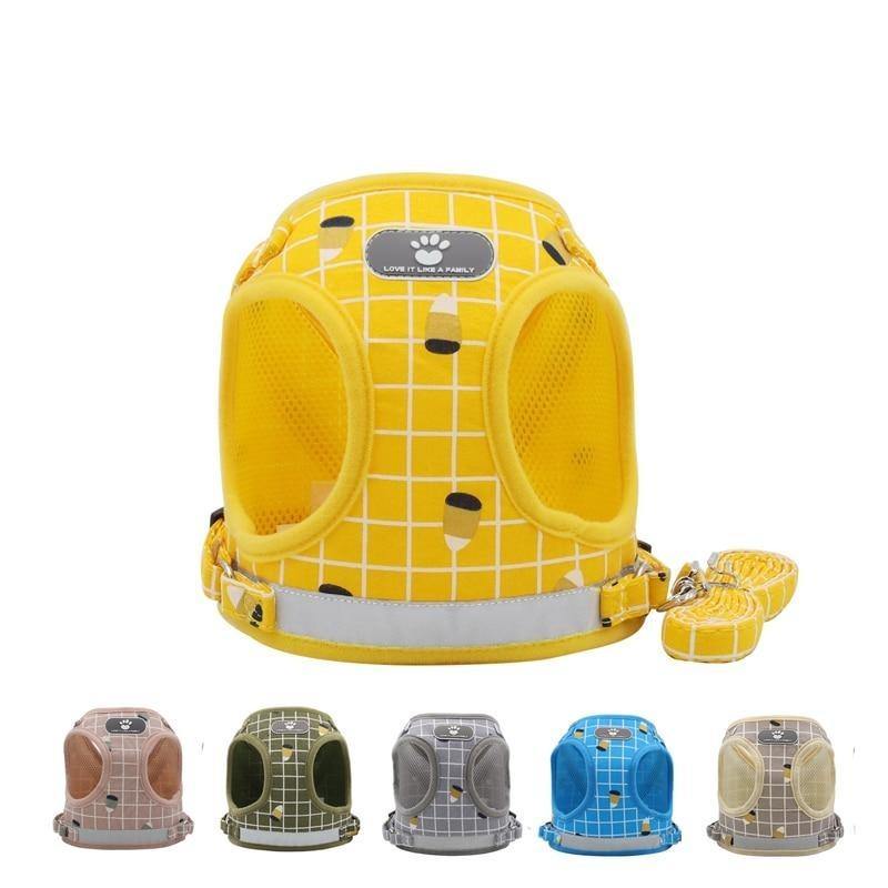 Grid Design Dog Harness and Leash Set - Lovepawz