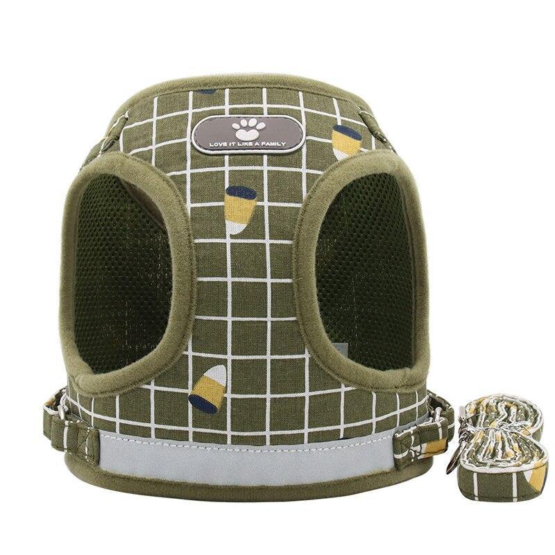 Grid Design Dog Harness and Leash Set - Lovepawz