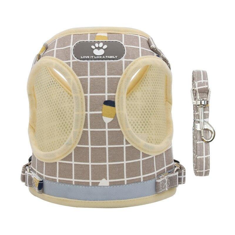 Grid Design Dog Harness and Leash Set - Lovepawz