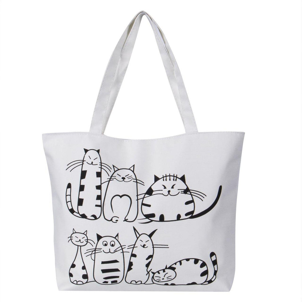 Canvas Cartoon Cat Handbag - Lovepawz