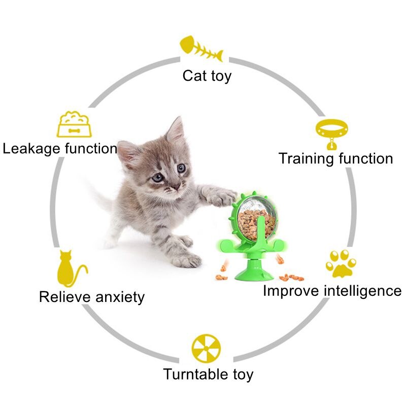 Cat Turntable Toy Pet Windmill Food leakage Exercise Training Toy - Lovepawz