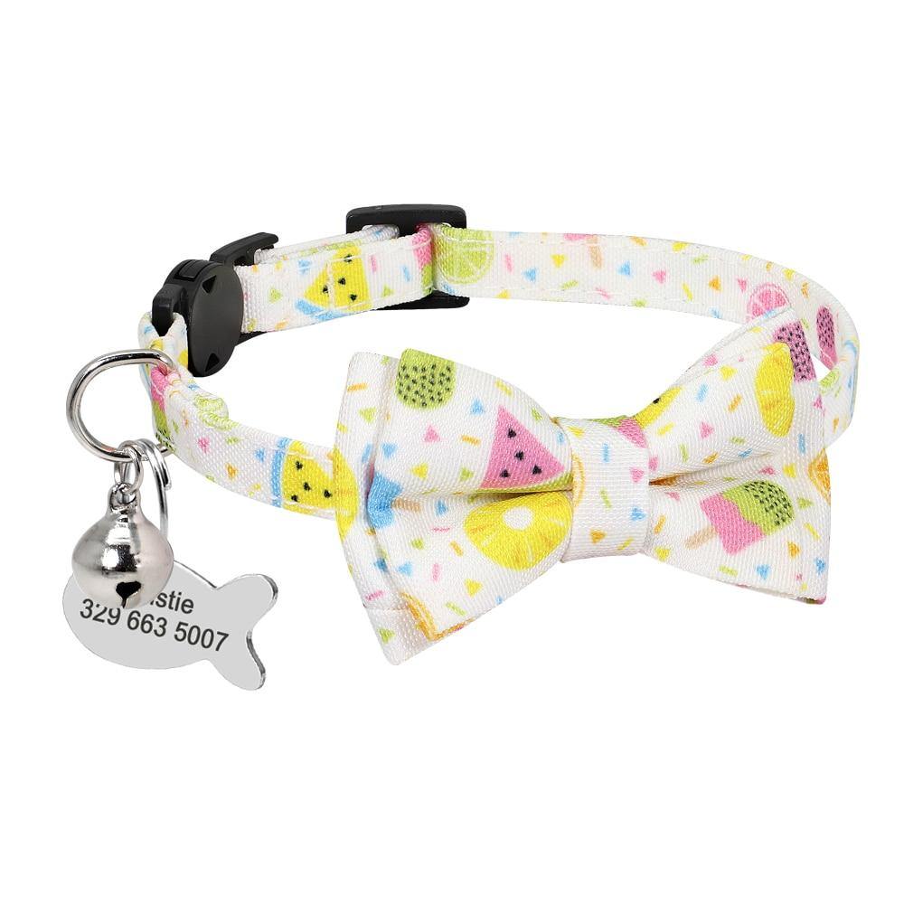 Cute Custom Printed Bowfish Cat Collar - Lovepawz