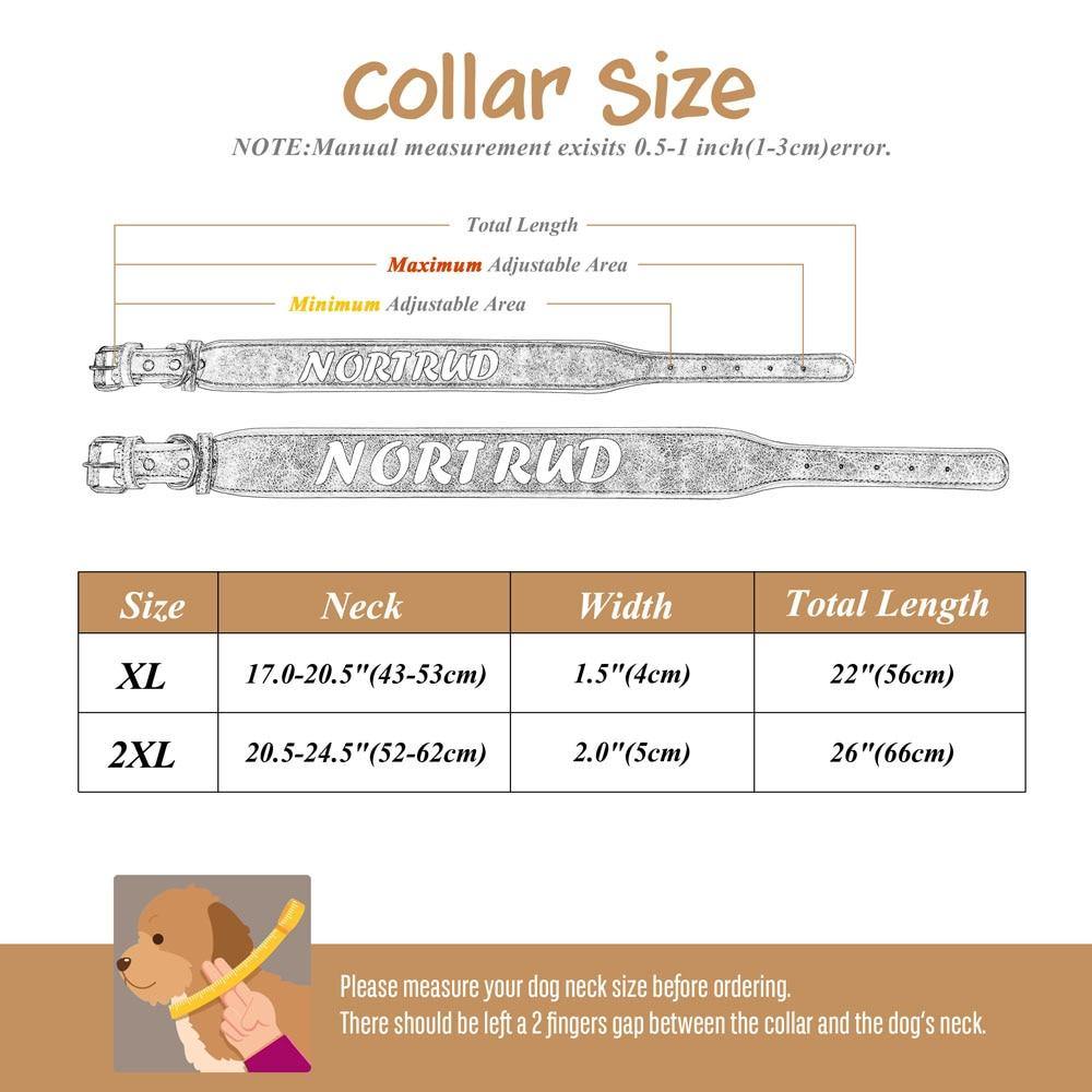 Personalized Large Wide Leather Custom Print Dog Collar - Lovepawz