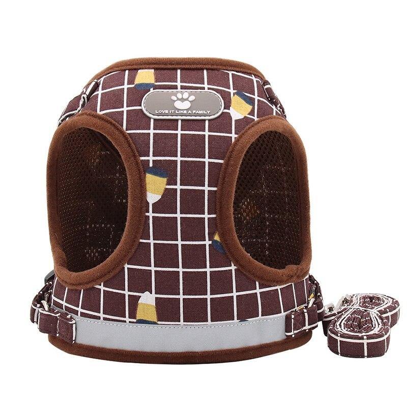 Grid Design Dog Harness and Leash Set - Lovepawz