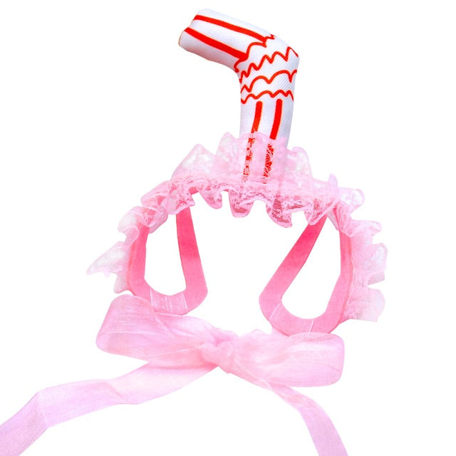 Lace Dog Hat Cap Pet Headwear Hats with Ear Holes Cute Straw Design - Lovepawz