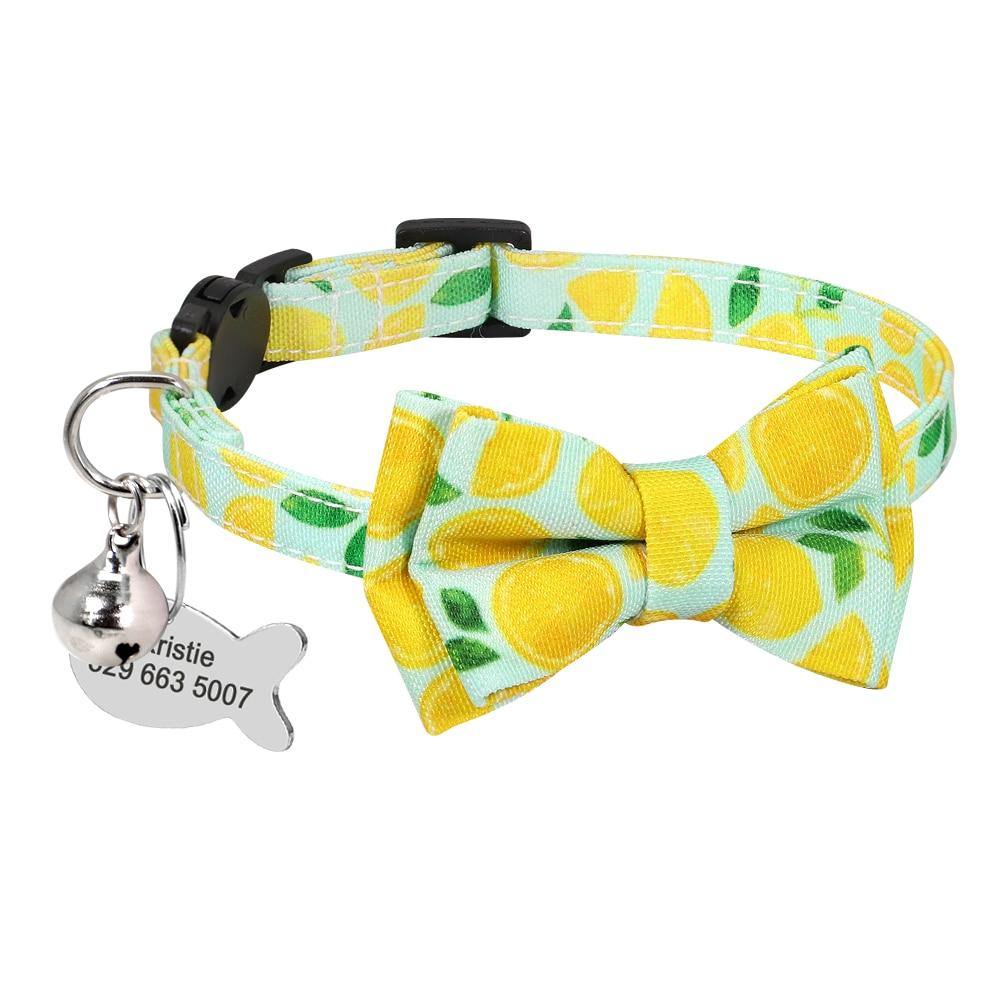 Cute Custom Printed Bowfish Cat Collar - Lovepawz