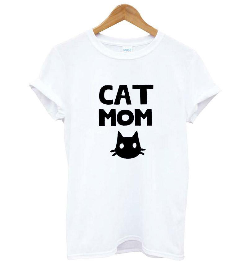"Cat Mom" Women's Top Cotton T-Shirt - Lovepawz