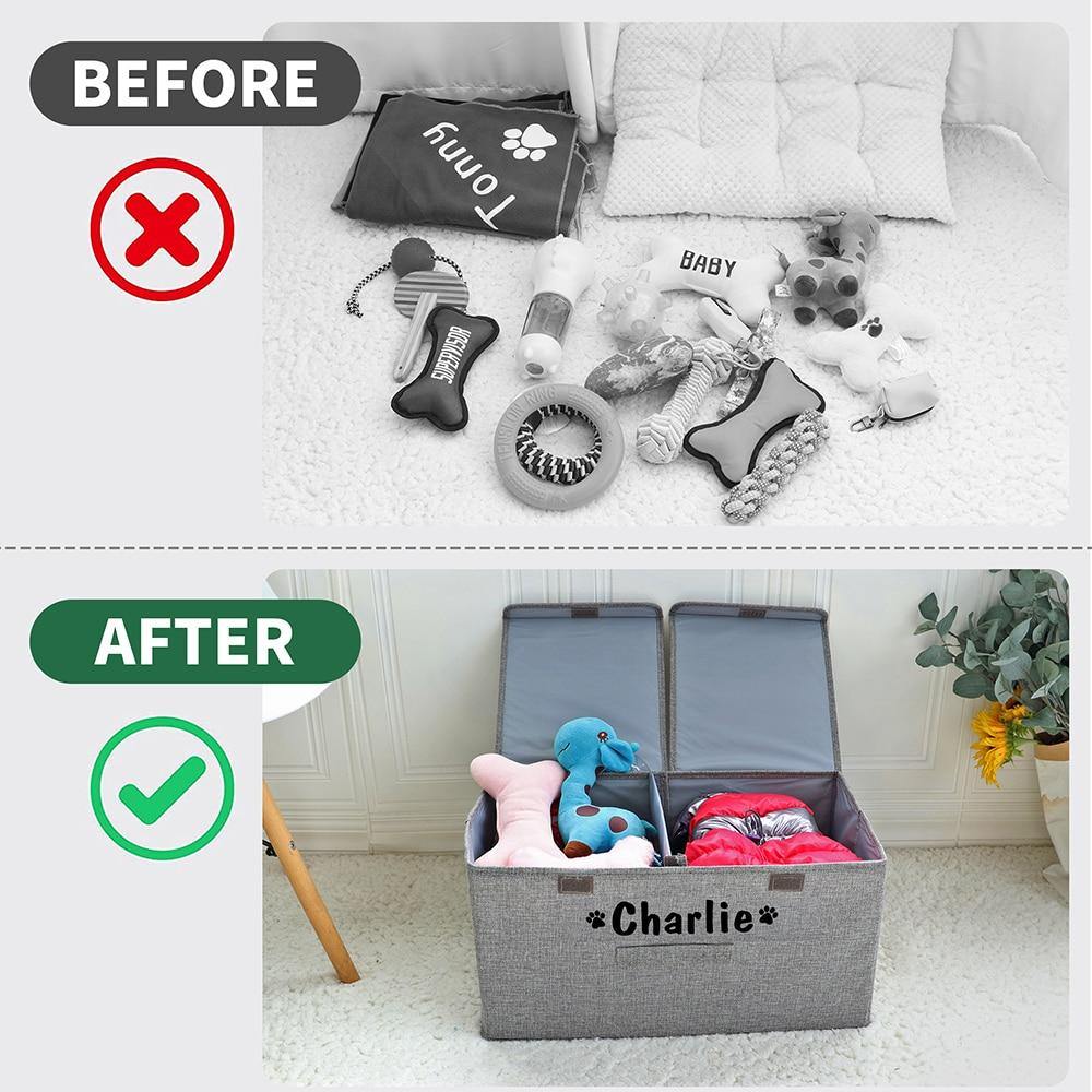 Personalized Double Dog Folding Storage Basket - Lovepawz