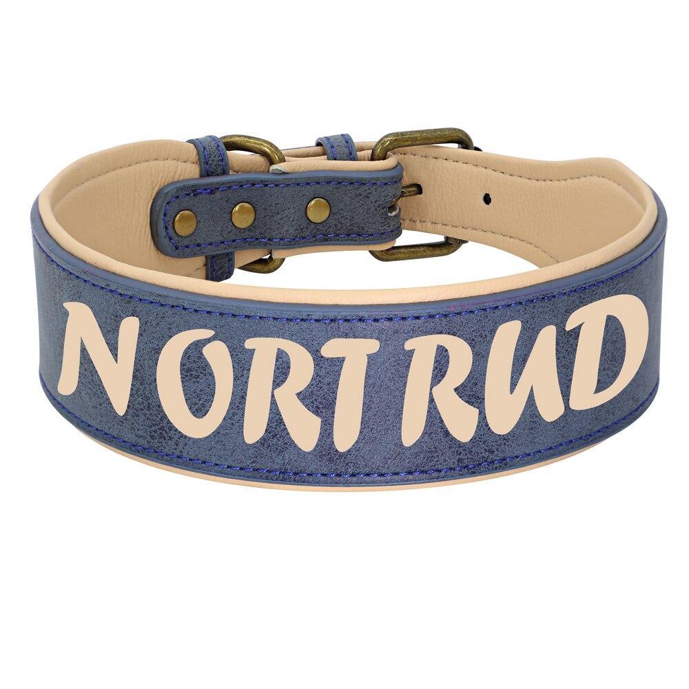 Personalized Large Wide Leather Custom Print Dog Collar - Lovepawz