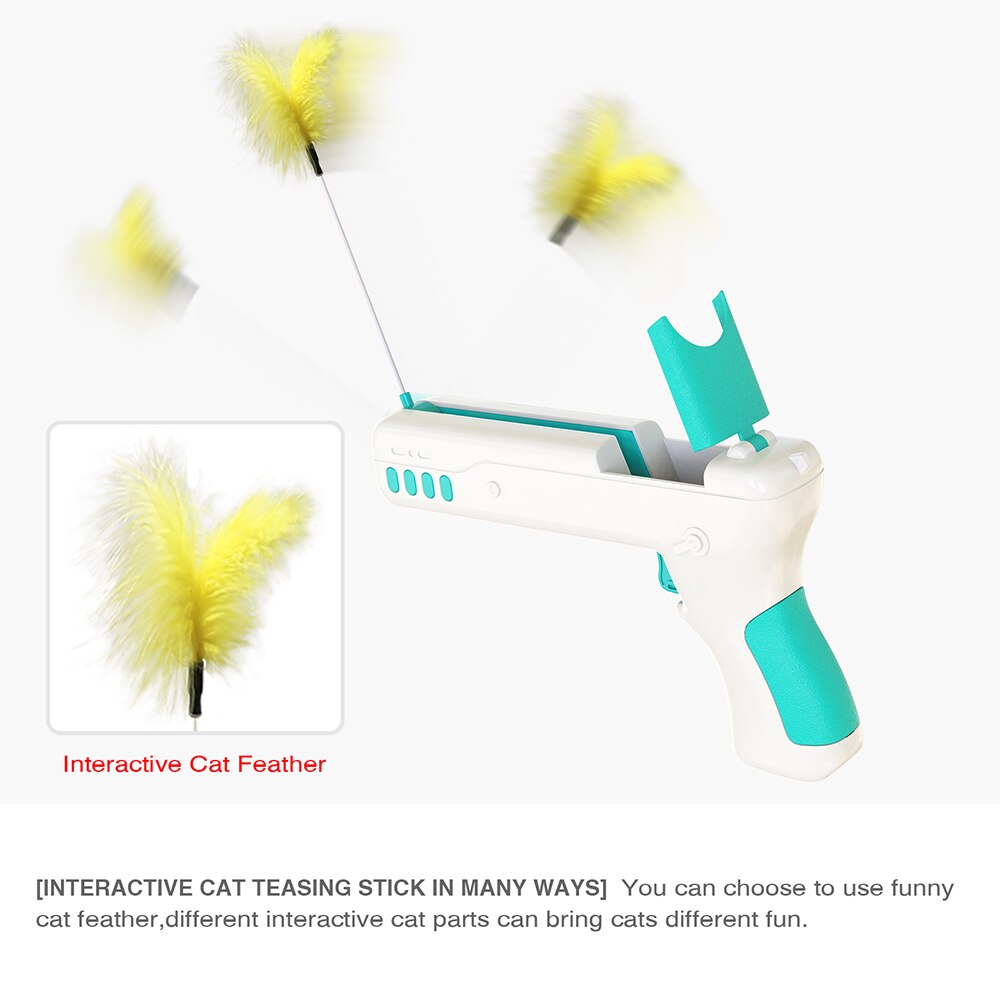 Interactive Cat Toy With Feather & Ball Kitten Gun Stick Gun - Lovepawz