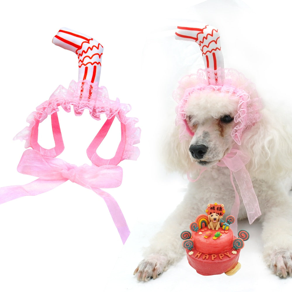 Lace Dog Hat Cap Pet Headwear Hats with Ear Holes Cute Straw Design - Lovepawz