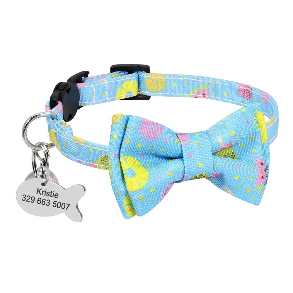 Cute Custom Printed Bowfish Cat Collar - Lovepawz