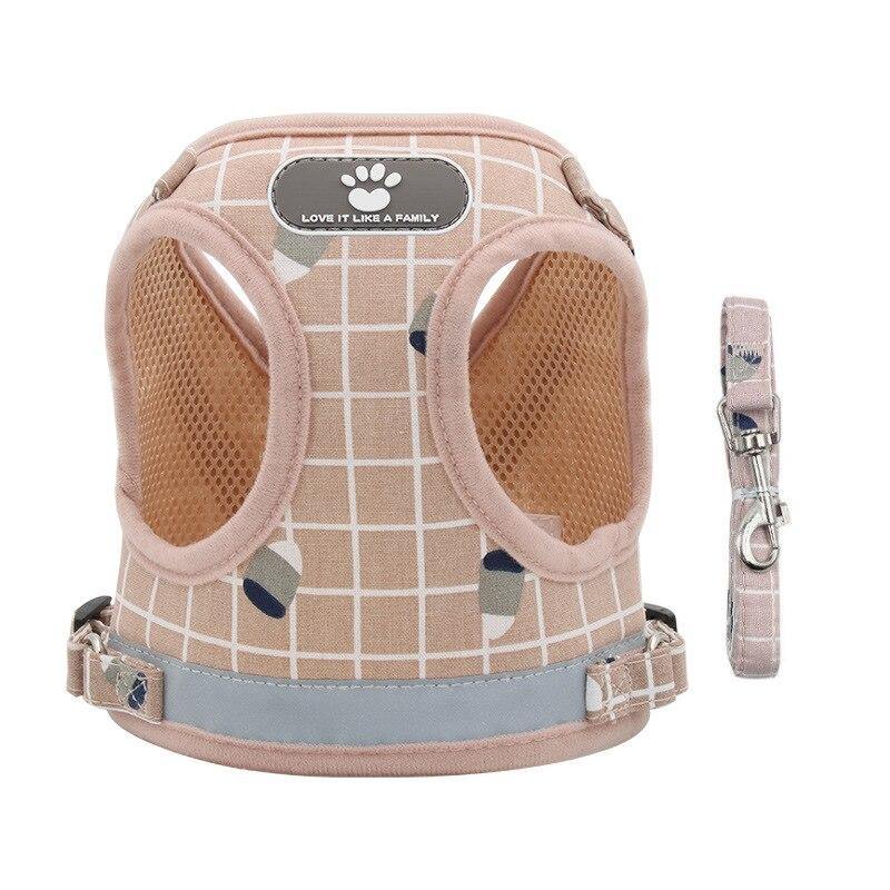 Grid Design Dog Harness and Leash Set - Lovepawz