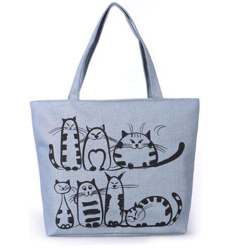 Canvas Cartoon Cat Handbag - Lovepawz