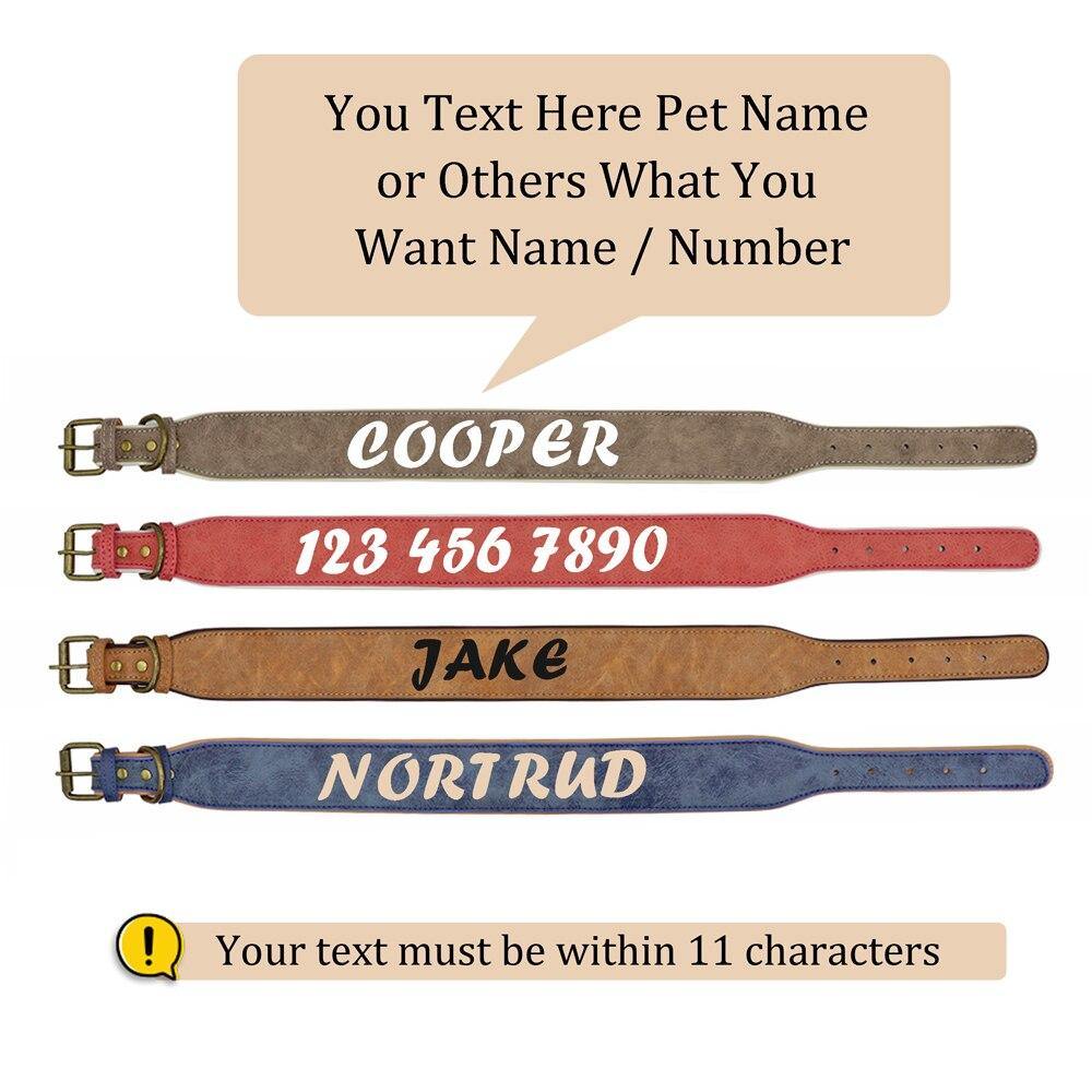 Personalized Large Wide Leather Custom Print Dog Collar - Lovepawz