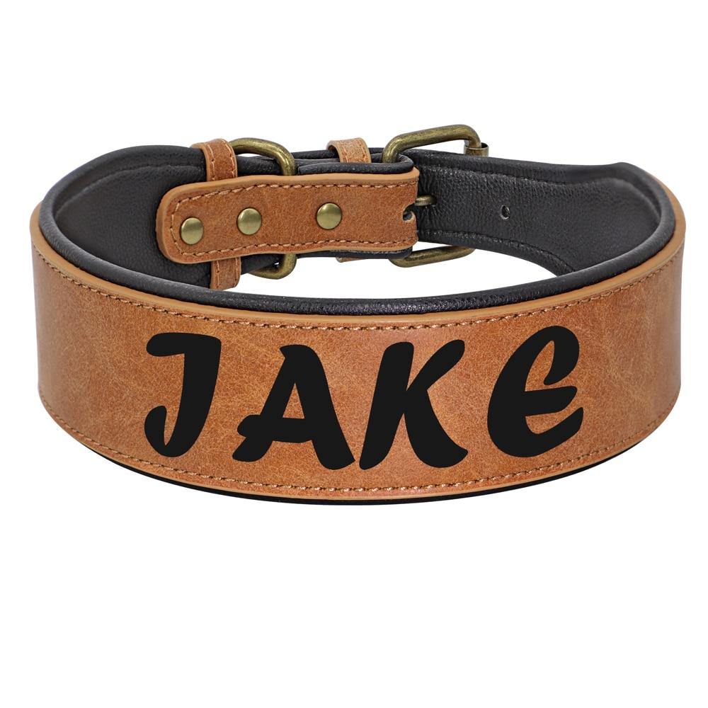 Personalized Large Wide Leather Custom Print Dog Collar - Lovepawz
