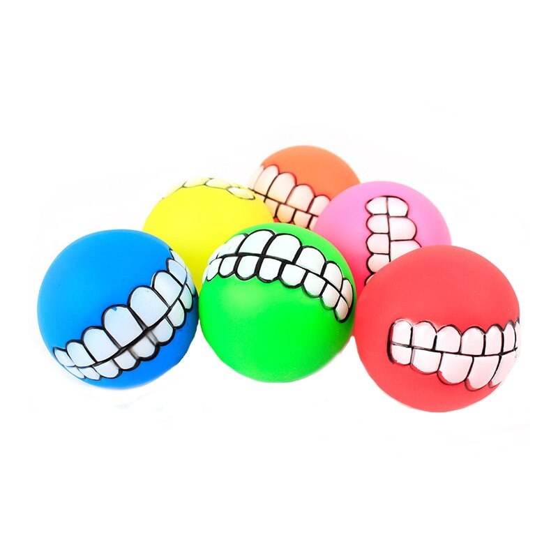 Smile Dog Chewing Rubber Squeak Ball - Lovepawz
