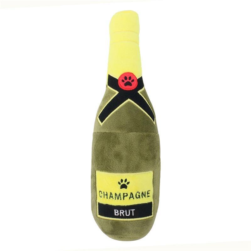 Champagne Squeaky Plush Dog Wine Bottle Toy - Lovepawz