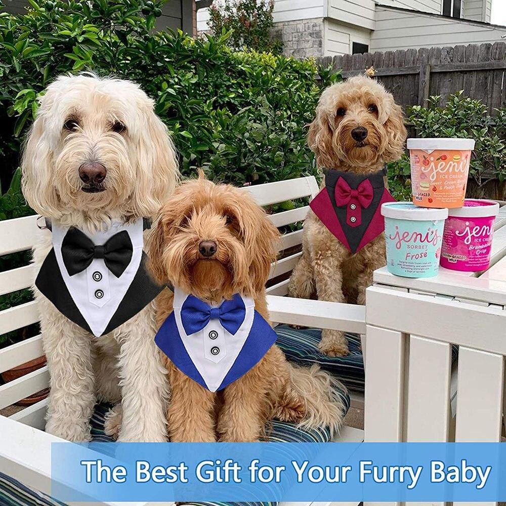 Formal Dog Puppy Tuxedo Bandana Collar With Bow Tie - Lovepawz
