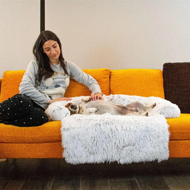 Washable Pet Sofa Couch Dog Bed Calming Blanket Bed - Lovepawz