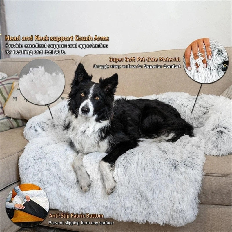 Washable Pet Sofa Couch Dog Bed Calming Blanket Bed - Lovepawz