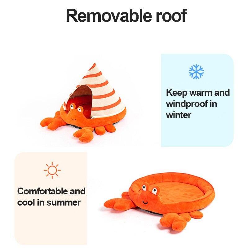 Cute Crab Turtle Sea Cat Enclosed House Bed - Lovepawz