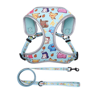 Reflective Anime Adjustable Blue Pikachu Cute Dog Harness and Leash - Lovepawz