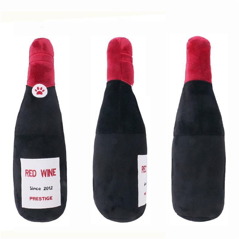 Champagne Squeaky Plush Dog Wine Bottle Toy - Lovepawz