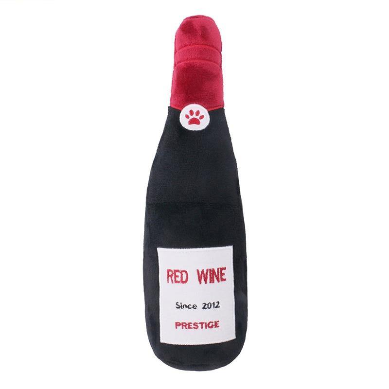 Champagne Squeaky Plush Dog Wine Bottle Toy - Lovepawz