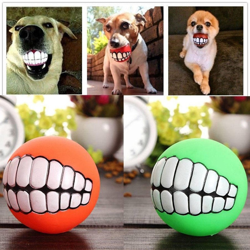 Smile Dog Chewing Rubber Squeak Ball - Lovepawz