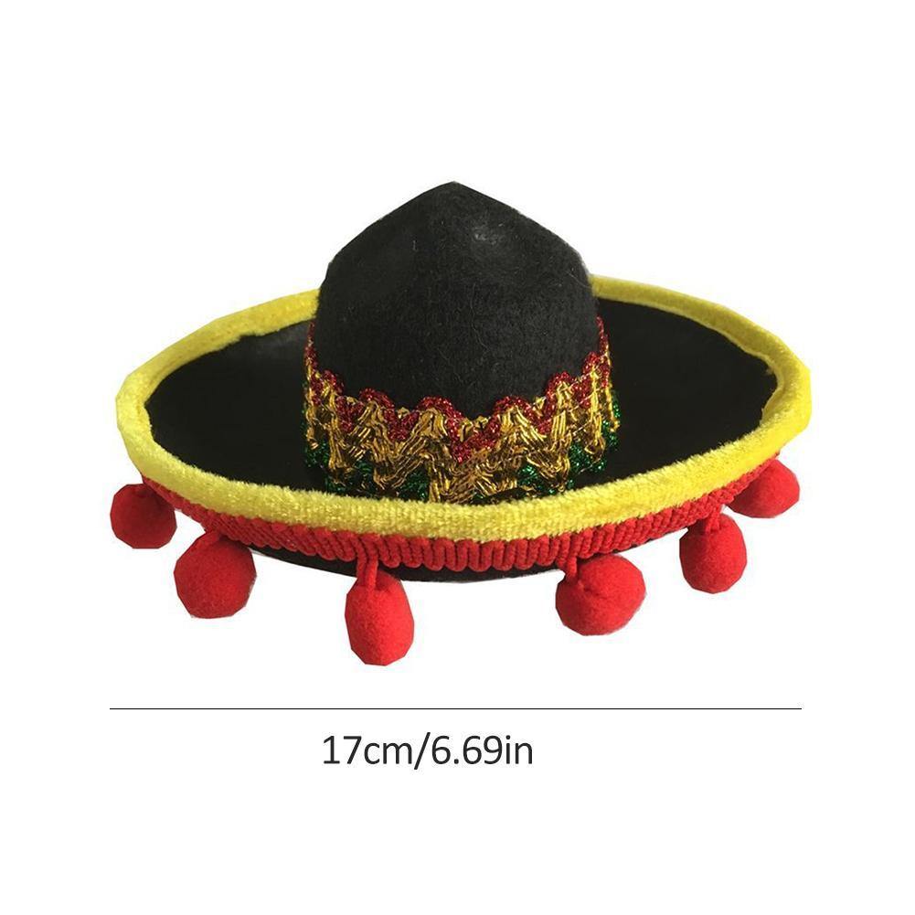 Mexican Themed Sombrero Dog Styled PomPom Hat - Lovepawz