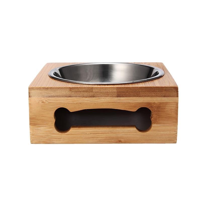 Stainless Steel Bamboo Dog Bowl - Lovepawz