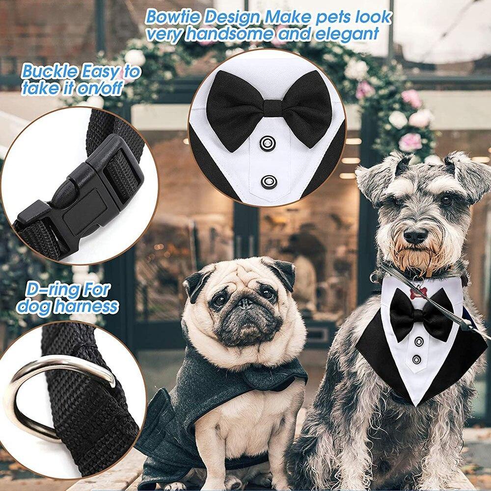 Formal Dog Puppy Tuxedo Bandana Collar With Bow Tie - Lovepawz
