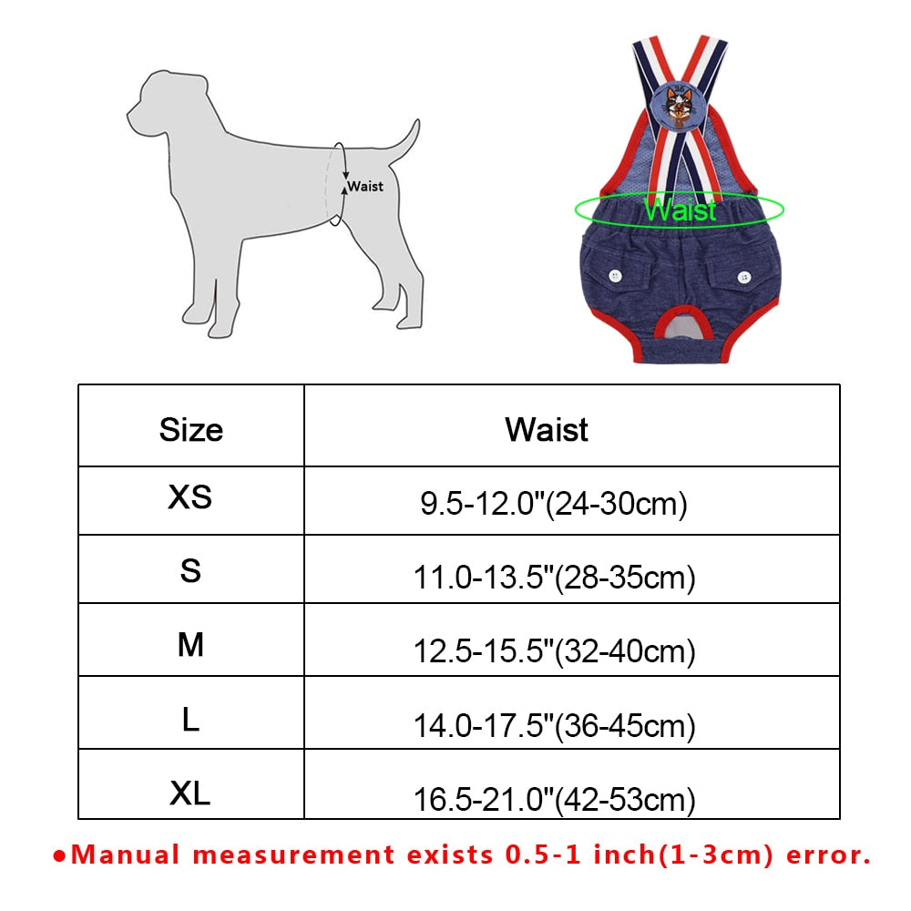 Dog Washable Diaper Overall Clothing Pants - Lovepawz