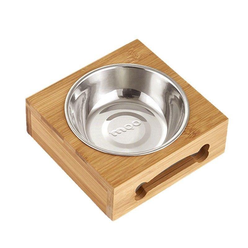 Stainless Steel Bamboo Dog Bowl - Lovepawz