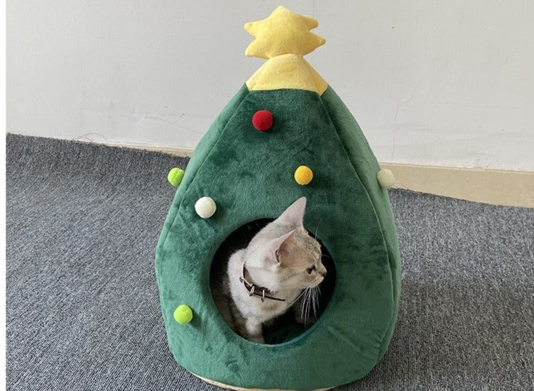 Christmas Tree Cat Winter Bed Litter House - Lovepawz