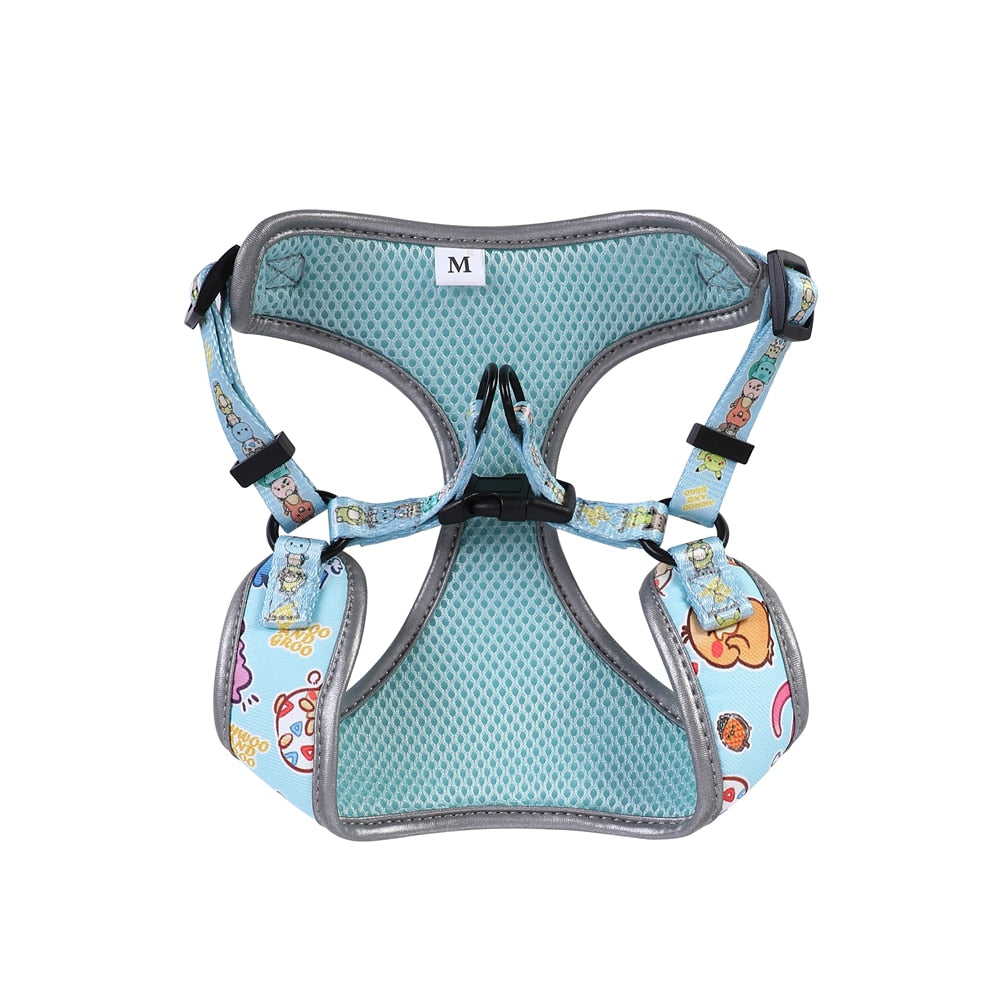 Reflective Anime Adjustable Blue Pikachu Cute Dog Harness and Leash - Lovepawz