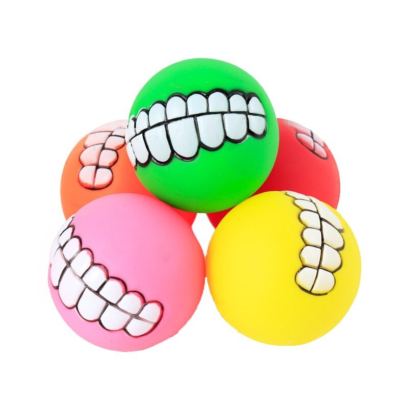 Smile Dog Chewing Rubber Squeak Ball - Lovepawz