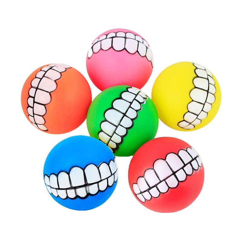 Smile Dog Chewing Rubber Squeak Ball - Lovepawz