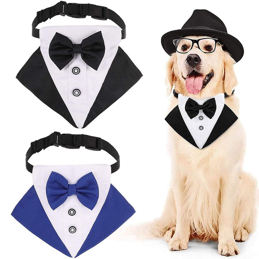 Formal Dog Puppy Tuxedo Bandana Collar With Bow Tie - Lovepawz