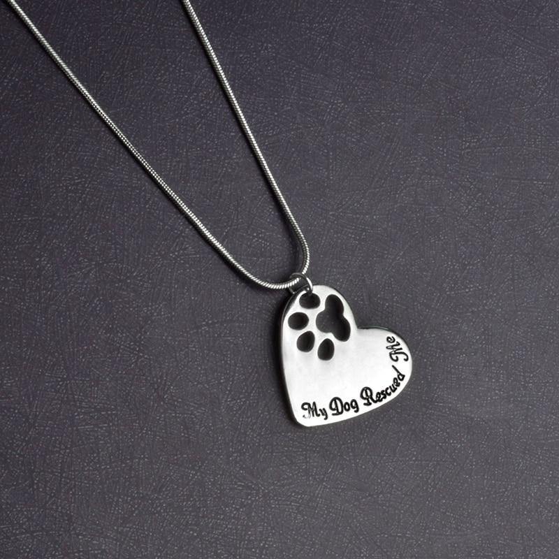 "My Dog Rescued Me" Womens Necklace Pendant - Lovepawz