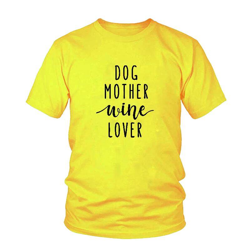 "Dog Mother Wine Lover" Mom Women's Graphic T-Shirt Top - Lovepawz