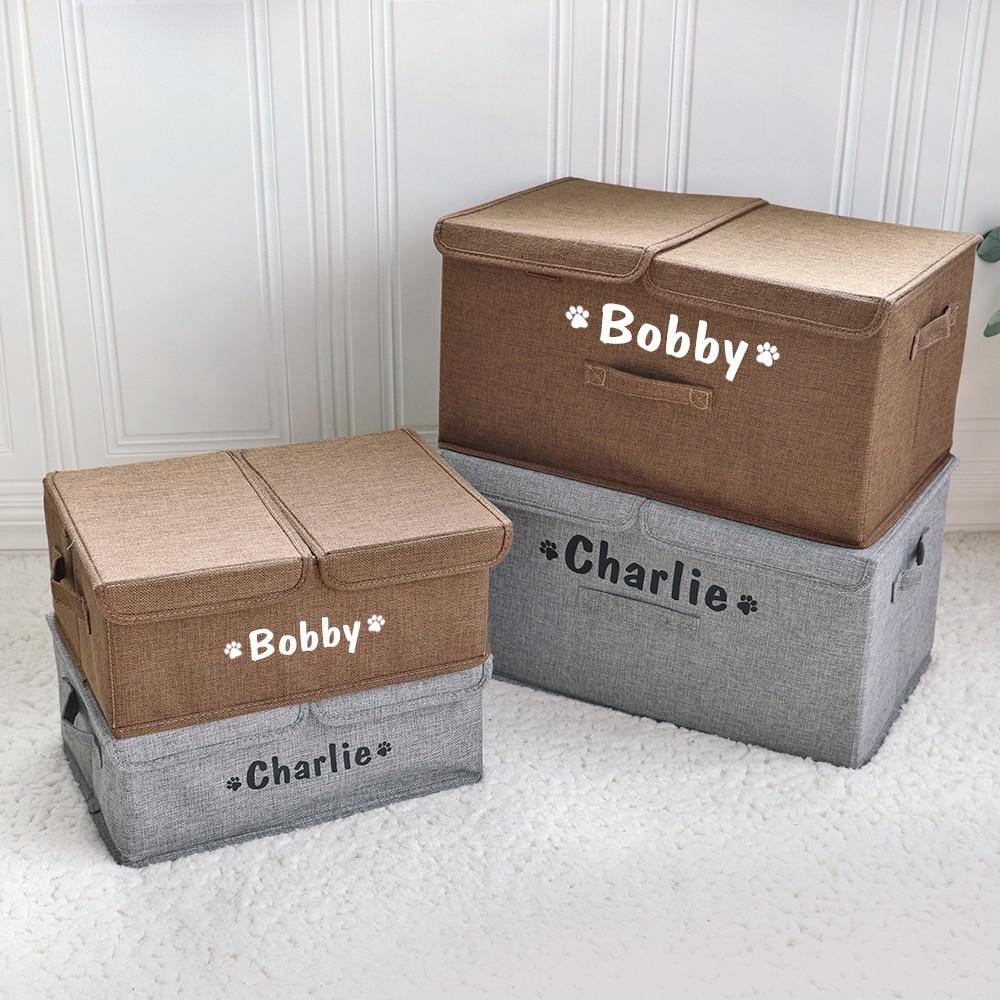 Personalized Double Dog Folding Storage Basket - Lovepawz