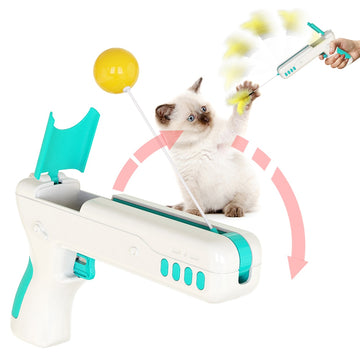 Interactive Cat Toy With Feather & Ball Kitten Gun Stick Gun - Lovepawz